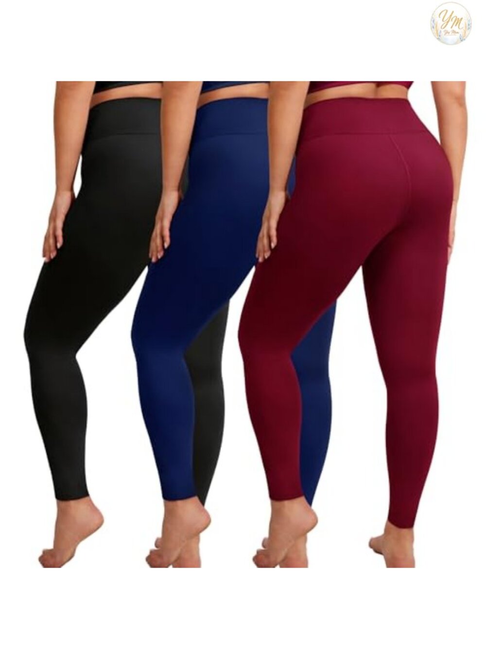 Plus Size High Waisted Leggings Seamless Tummy Control Yoga Pants 3 Pack